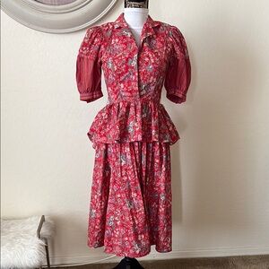 TERI JON Floral Red Peplum Dress. 4